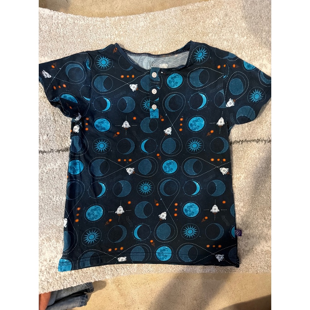Princess Awesome Boy Wonder Gravity Assist Rocket Henley Shirt Navy 10